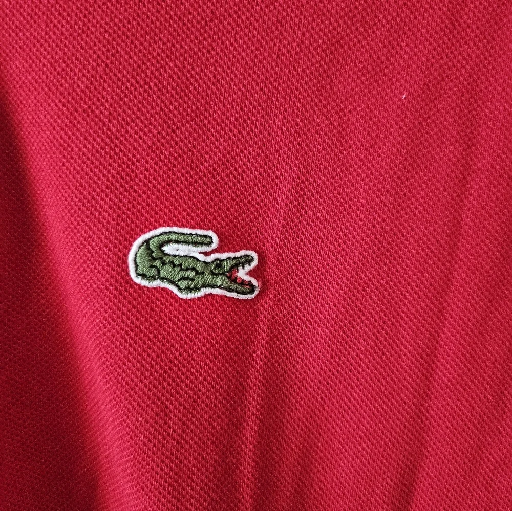 La Coste Men's Red Alligator Logo Polo 6 Button Soccer Europe France Classic 6